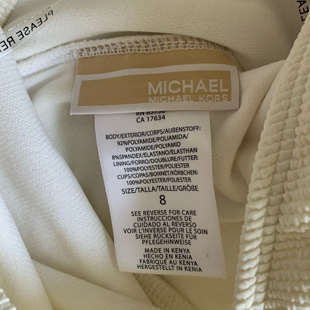 Michael Kors Textured One Shoulder Swimsuit Cream NWT Size 8